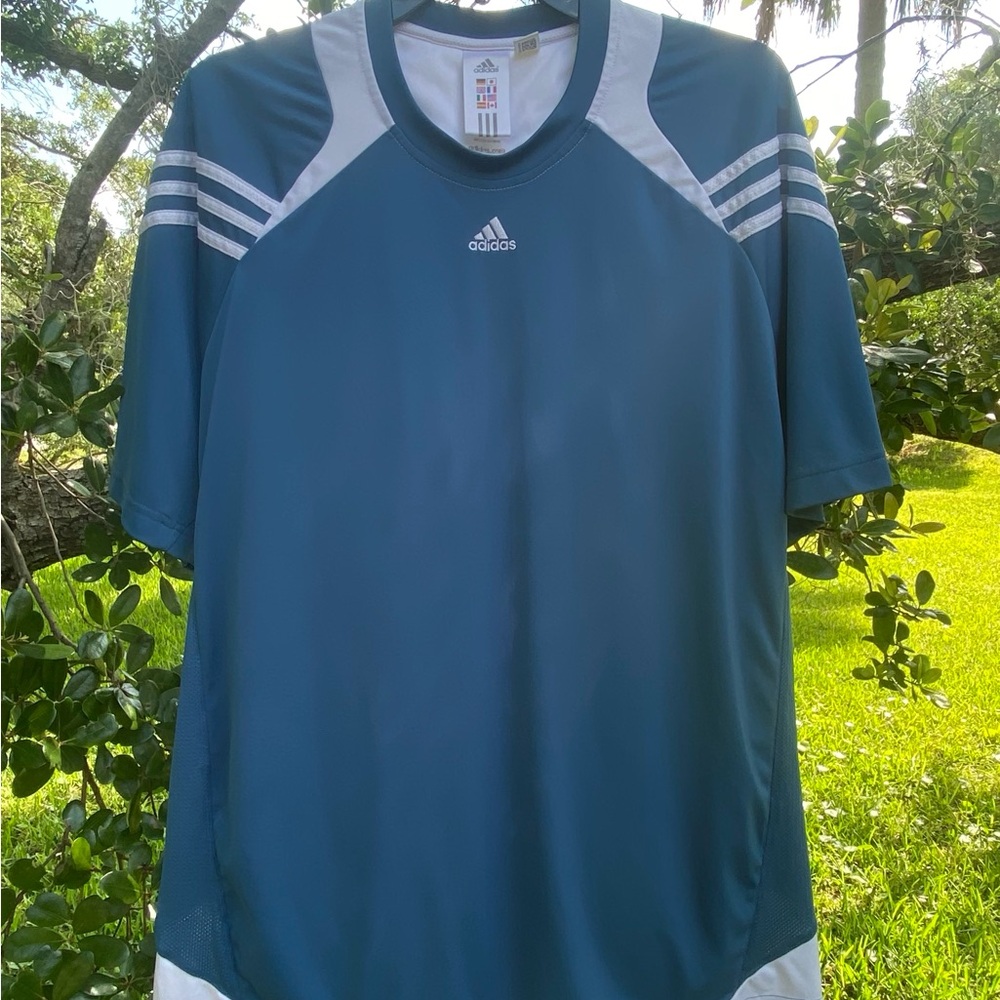 Adidas Originals Mens Blue White Climacool Tennis Athletic Shirt XL